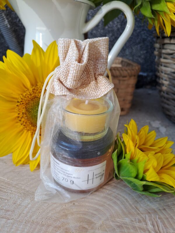 Geschenkset Honigzwergerl & Teelicht im Glas